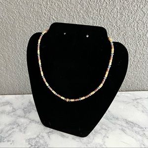 Vintage wooden bead necklace 90s boho